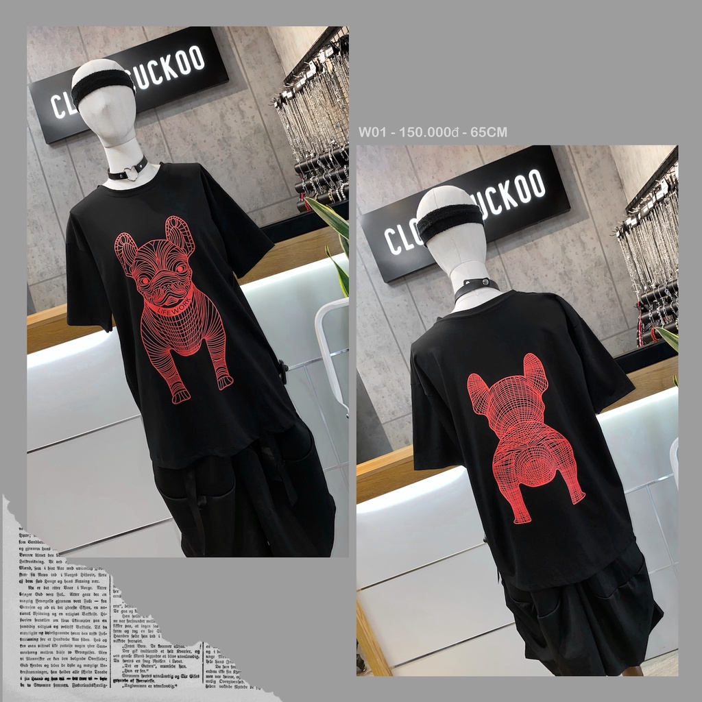 Áo Thun Unisex Hình Chó Bull Phong Cách Art - Mã Số: W01