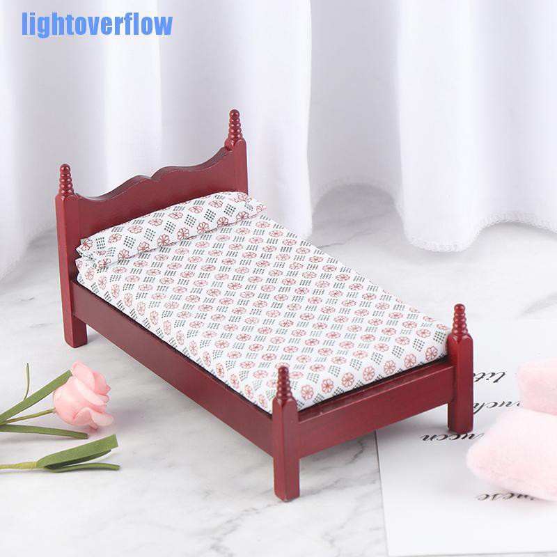 Giường Ngủ Mini Bằng Gỗ Tỉ Lệ 1: 12 Trang Trí Nhà Búp Bê