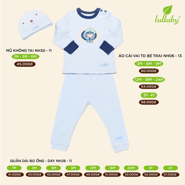 Bộ Bé Trai Bé Gái Lullaby Cài Vai Cotton Dày