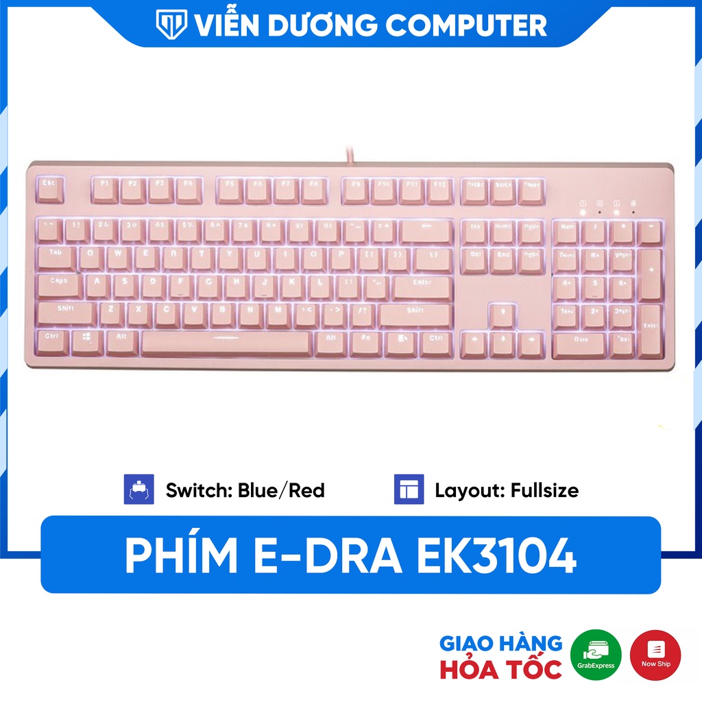 Bàn phím cơ Gaming E-Dra EK3104 Blue / Red Switch Dream Pink bảo hành 24 tháng Viễn Dương Computer