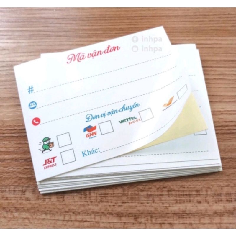Phiếu ghi mã vận đơn  có lớp keo in theo yêu cầu