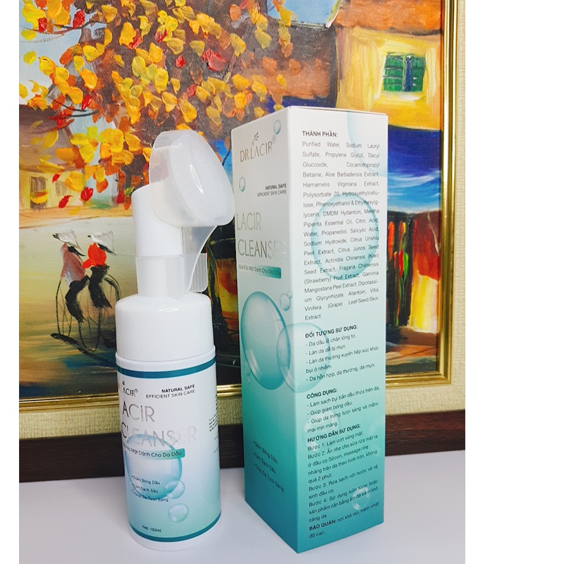 Combo sữa rửa mặt bạc hà kiềm dầu Lacir Cleanser Dr.Lacir 150ml và Toner tinh thể bạc hà Mint crystal Dr.Lacir 10ml