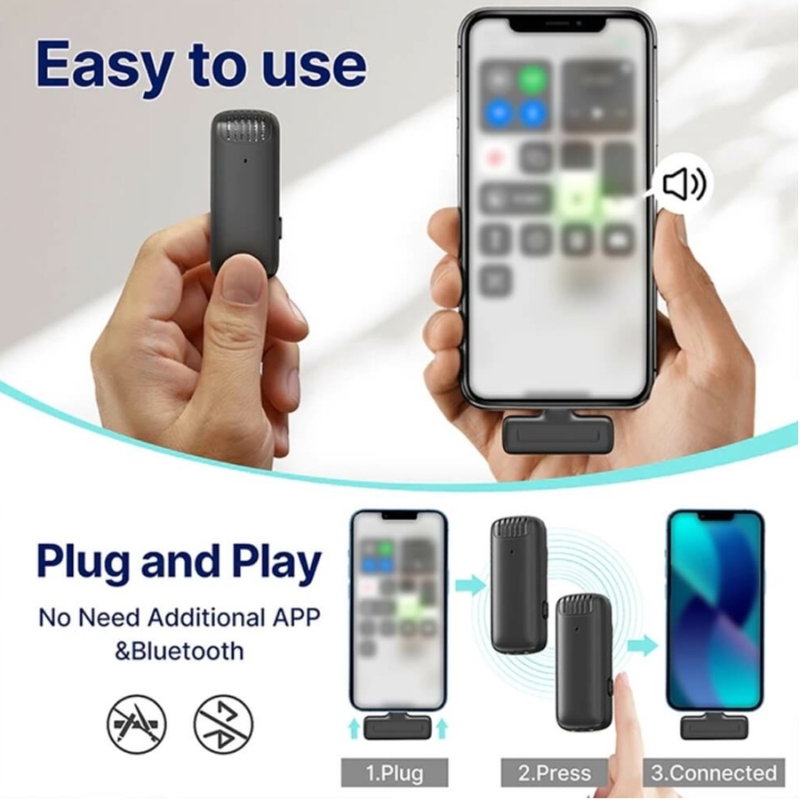 Ulanzi J12 - Micro thu âm cài áo không dây 2 TX + 1 RX cho điện thoại