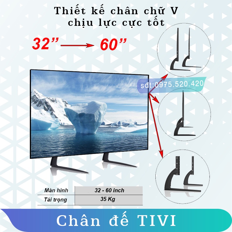 [24-65inch] Chân đế TIVI đa năng - Chân đế màn hình - [Tải trọng 35kg] Tương thích mọi loại TIVI