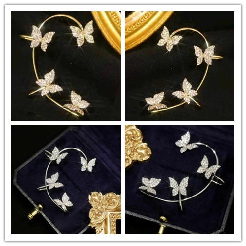 Bông tai kẹp hình hoa tuyết đính đá thời trang dành cho nữ