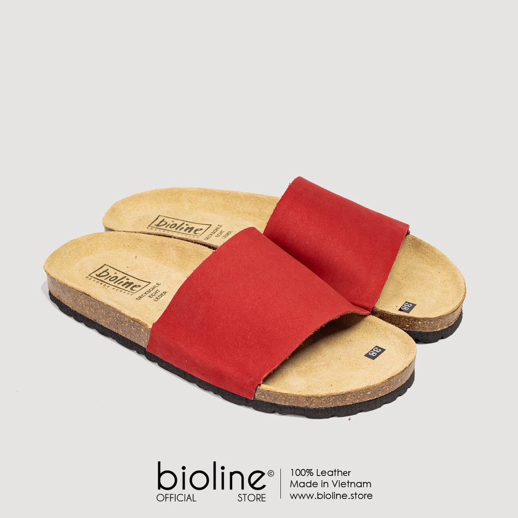 [DA BÒ THẬT] D05-Dép đế trấu BIRKEN da bò thật quai ngang Birken Bioline Unisex (Đế trấu)