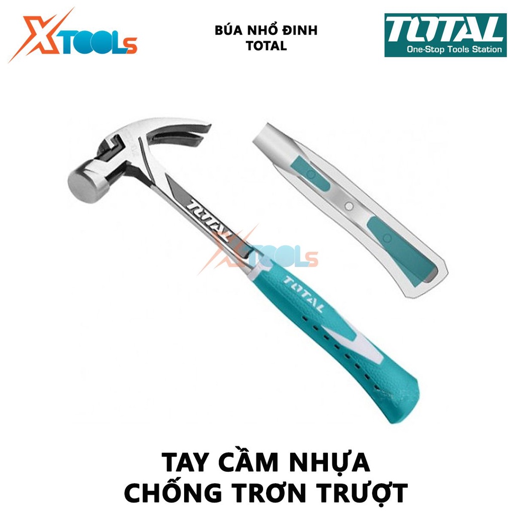 Búa nhổ đinh TOTAL THT7143166 | búa cầm tay mini Chất liệu thép hợp kim CR-V, Kích thước: 16-20 oz, 450-560g dùng cho gi