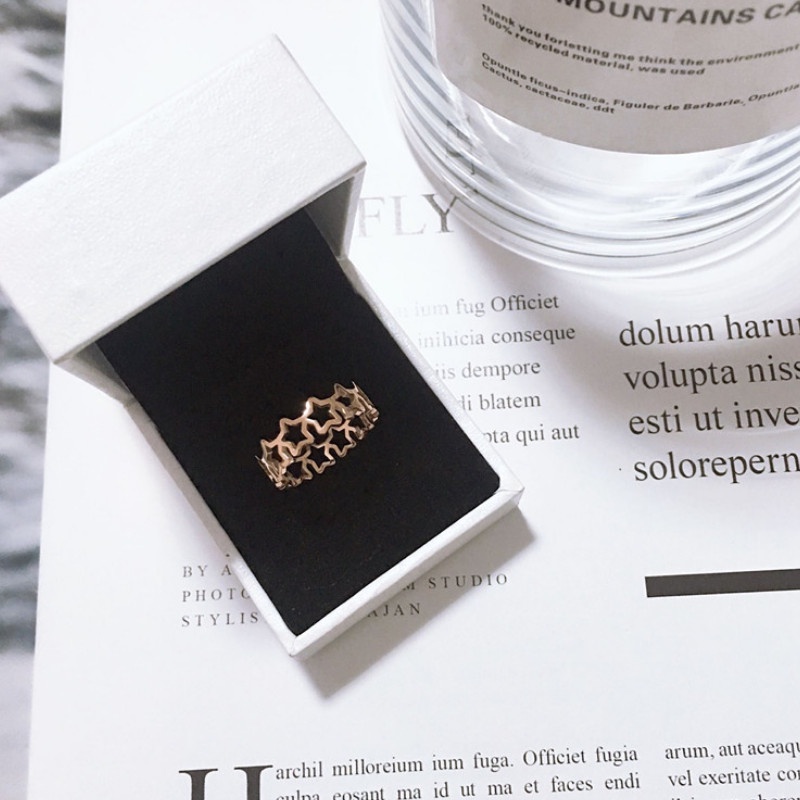 Nhẫn Hoa Văn Ngôi Sao Titan Ko Han Rỉ TT 4017