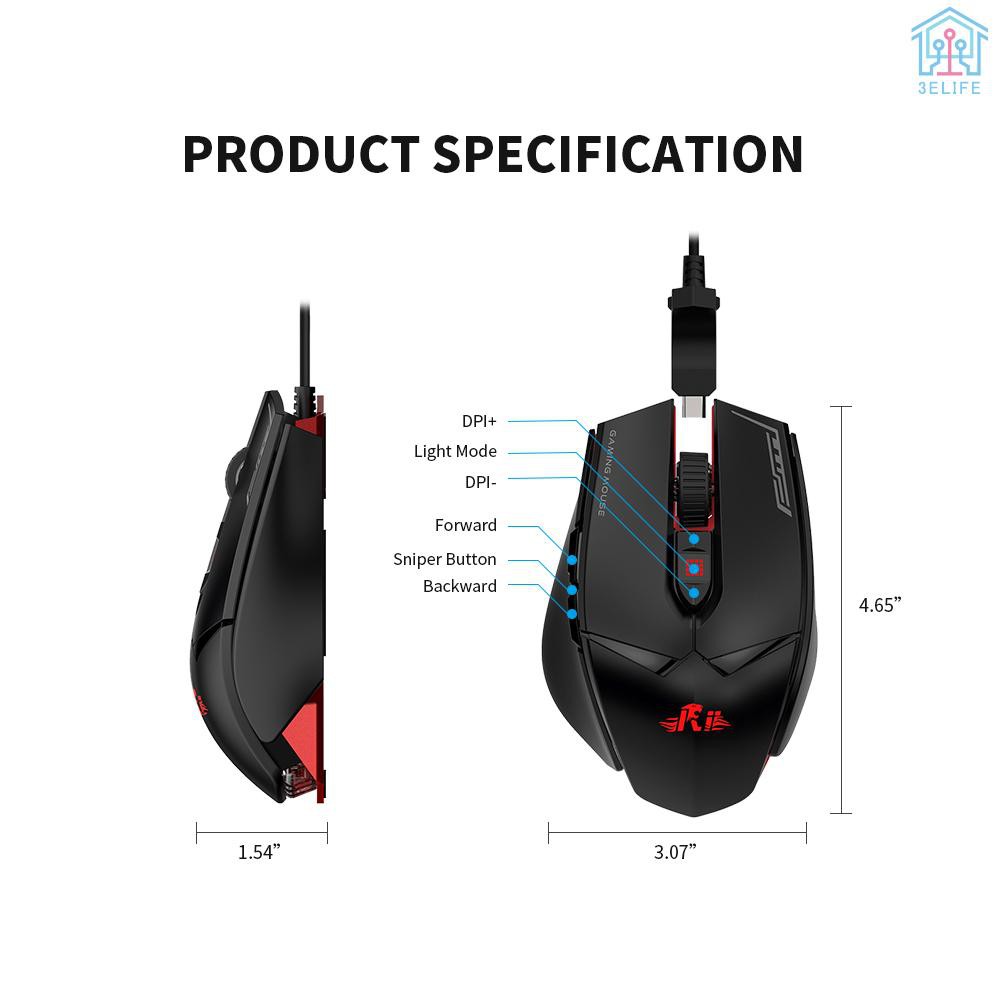 Chuột Chơi Game Rii 7 Nút 12000dpi 7 Nút Hỗ Trợ Win10 / 8 / 7