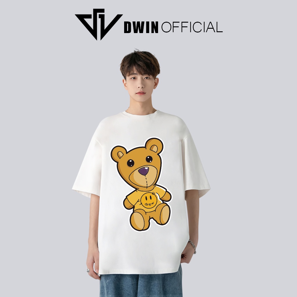 Áo thun unisex bear thời trang DWin basic tee phông trơn nam nữ tay lỡ oversize form rộng