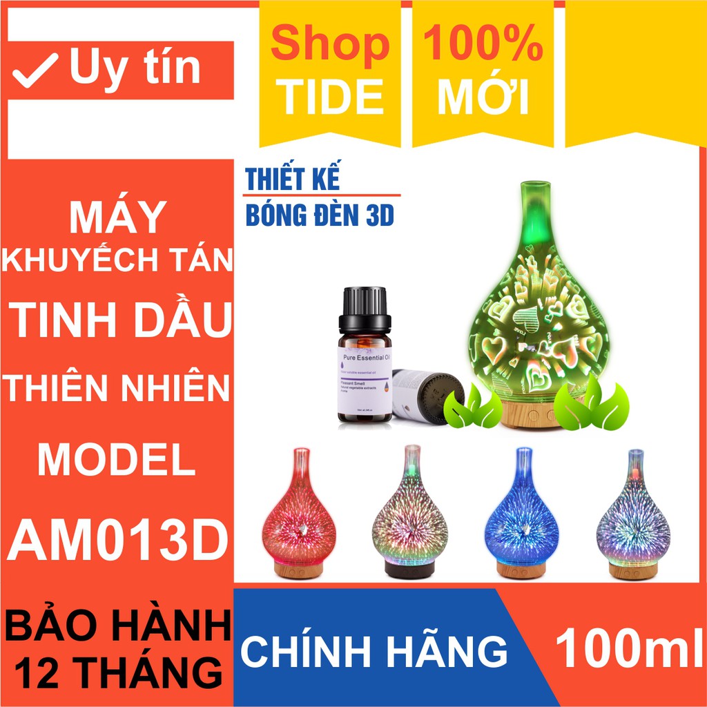 Thiết bị khuếch tán tinh dầu Aroma AM013D – Thiết kế bóng đèn 3D– Dung tích 400ml - Led 7 màu – Bảo hành 1 năm