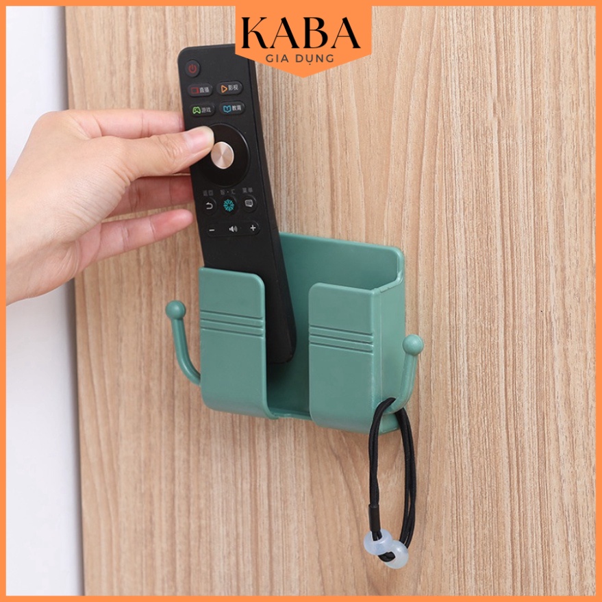 Giá Dán Tường Để Điện Thoại, Remote, Ổ Cắm/ Giá Đỡ Sạc Điện Thoại/ Kệ Đựng Đồ Dán Tường - Kèm 2 Móc Treo Đồ KABA