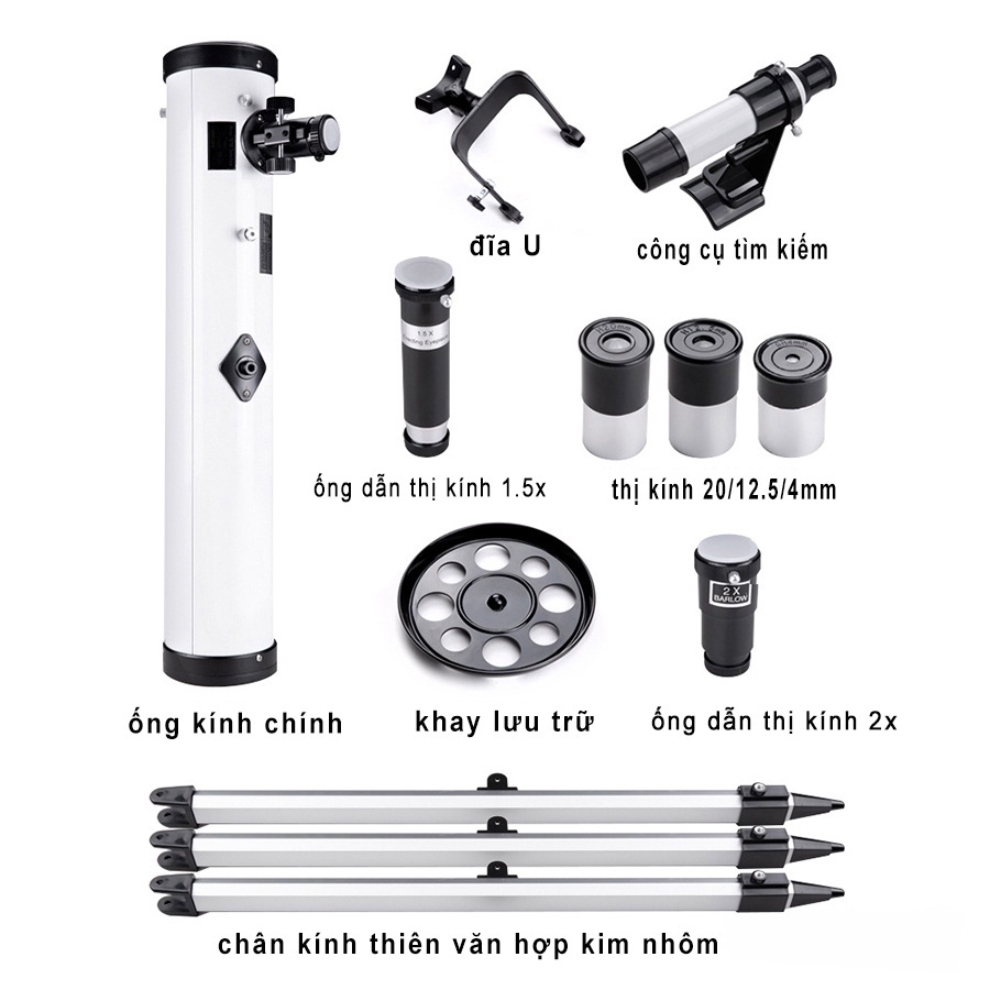 Kính viễn vọng phản xạ - kính thiên văn 76700, phóng đại 525x