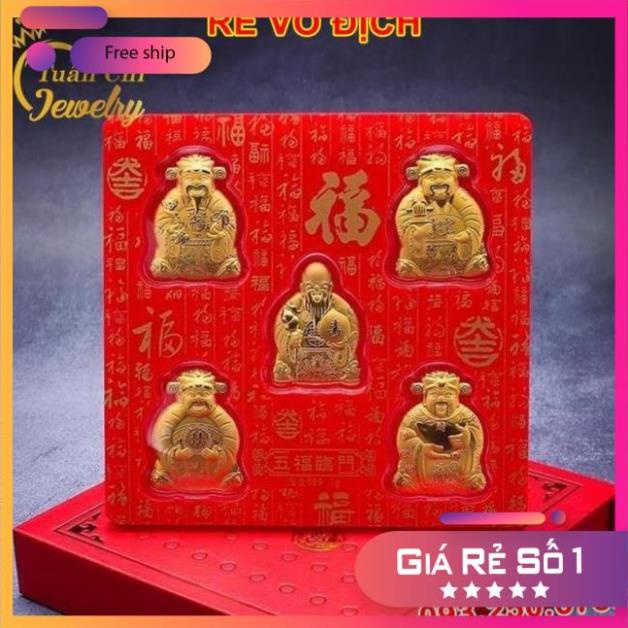 ⚡LOẠI 1⚡Bộ Thần Tài Ngũ Phúc Lâm Môn Vàng 24k Cao Cấp, Quà Tết Sang Trọng Và Đẳng Cấp, Tặng Hộp Nhưng Túi Đỏ Xịn