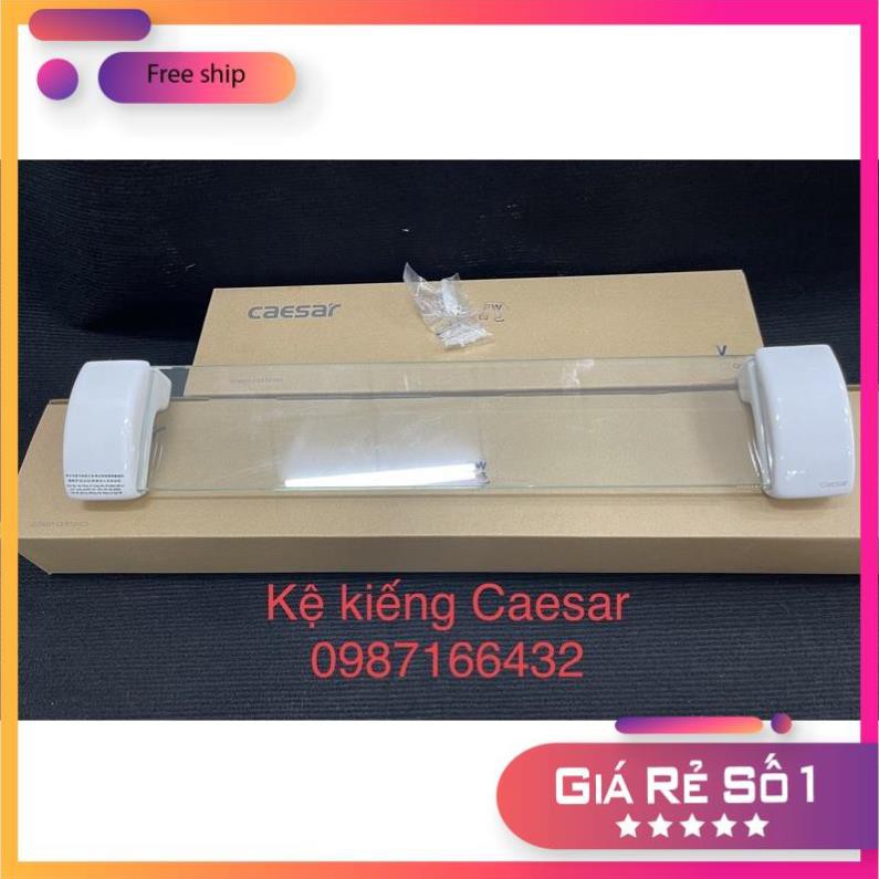 Kệ kiếng phòng tắm , ly bàn chải , giá dưới gương phòng tắm Caesar chính hãng 60cm