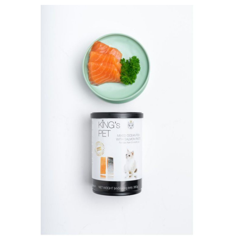 Pate Hỗn Hợp Cá Hồi King’s Pet Lon 380g Thức Ăn Cho Chó Mèo