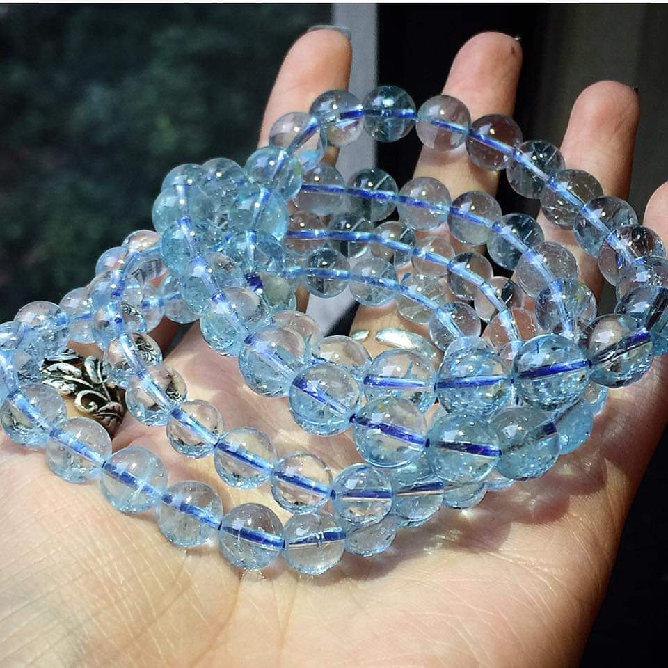 VÒNG TAY CHUỖI TRƠN TOPAZ XANH BIỂN