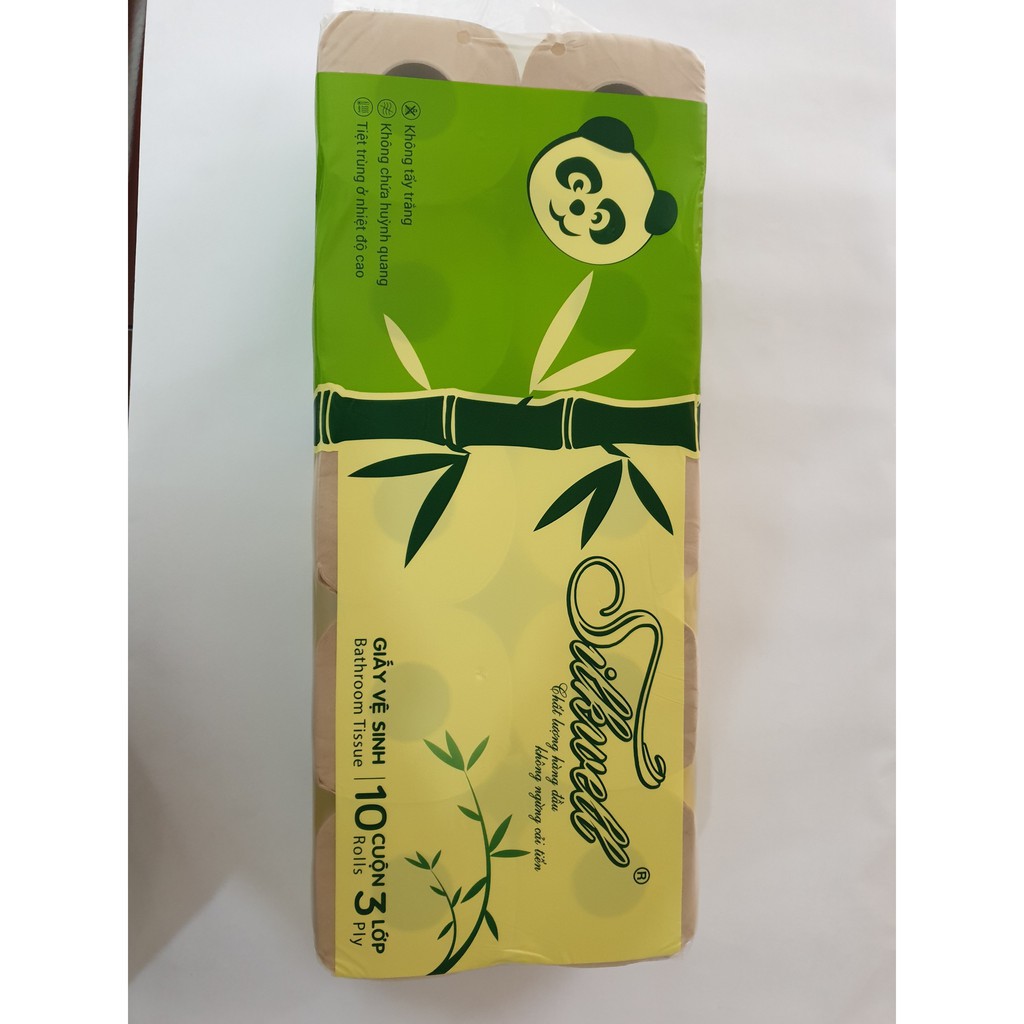 GIẤY VỆ SINH SILKWELL BROWN THAN TRE CÓ LÕI DÂY 10 CUỘN X 3 LỚP