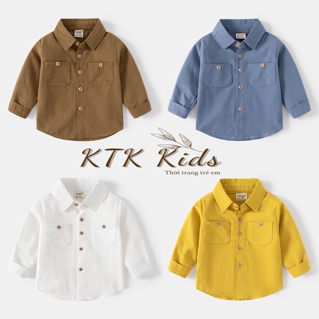 Áo sơ mi cho bé WELLKIDS áo dài tay họa tiết túi ngực có khuy (TX2455)