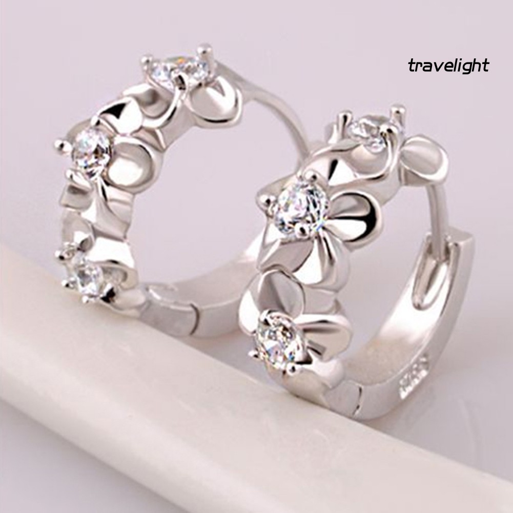 Khuyên Vành Tai Hình Hoa Đính Đá Thời Trang Cho Nữ