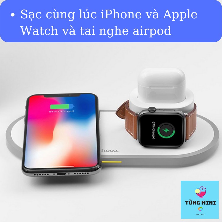 Đế Sạc Không Dây 3 In 1 Chính Hãng Sạc Không Dây Cho IPhone/ Apple Watch/ Airpod Tùng mini 681