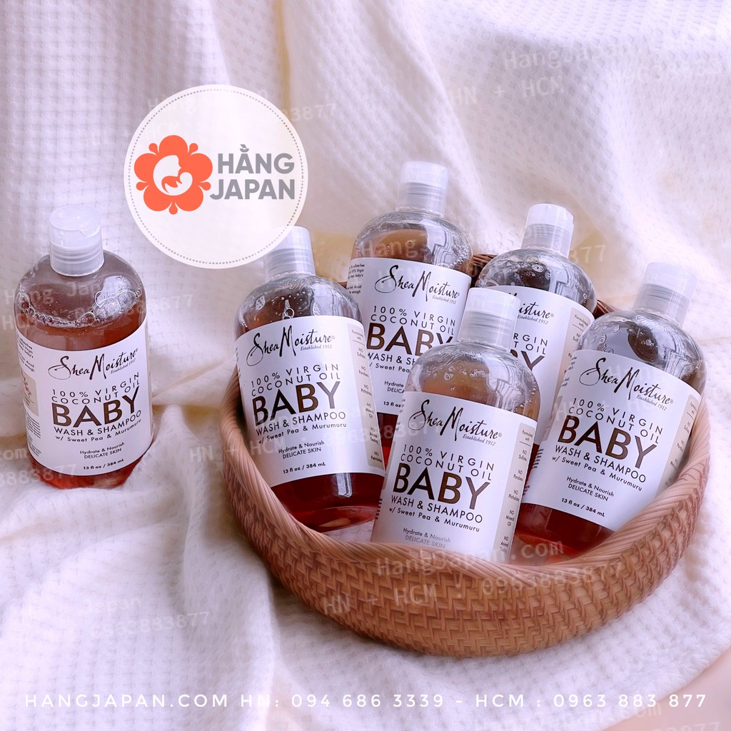 Sữa tắm gội Organic Shea Moisture Baby Wash &amp; Shampoo 384ml cho bé từ 0m+ trở lên