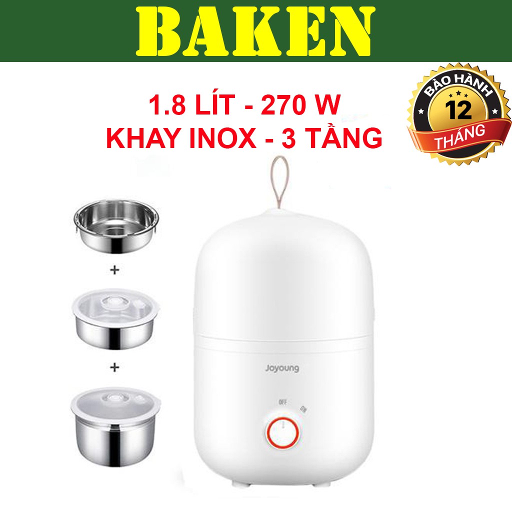 Hộp Ủ Cơm Cắm Điện 3 Tầng JOYOUNG F-20Z602B - Khay Inox 304 Dung Tích 1.8L - 270w - BAKEN