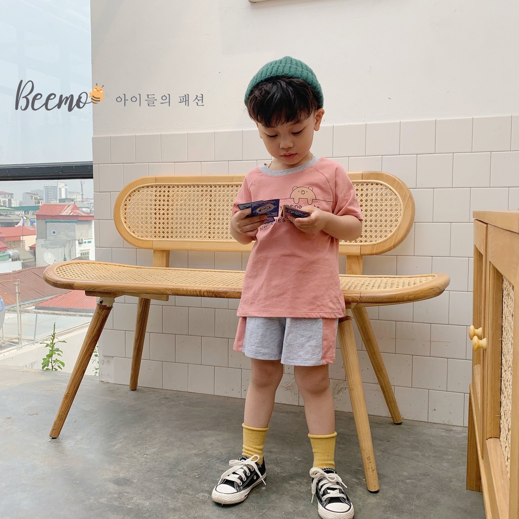 Set Bộ thun cotton bé trai họa tiết chữ