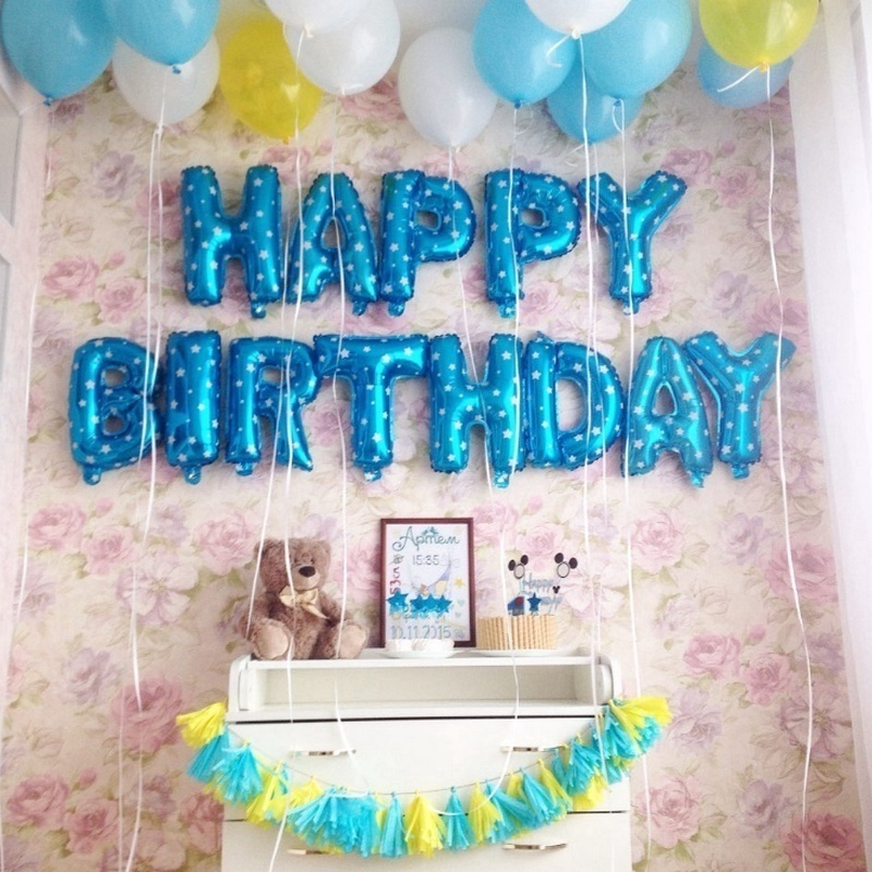 Bộ 13 quả bong bóng hình chữ Happy Birthday trang trí tiệc