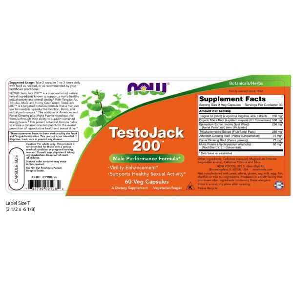 TestoJack 200™ - Công thức tuyệt hảo giúp Tăng Cường Sinh Lực Nam Giới (60 Viên)