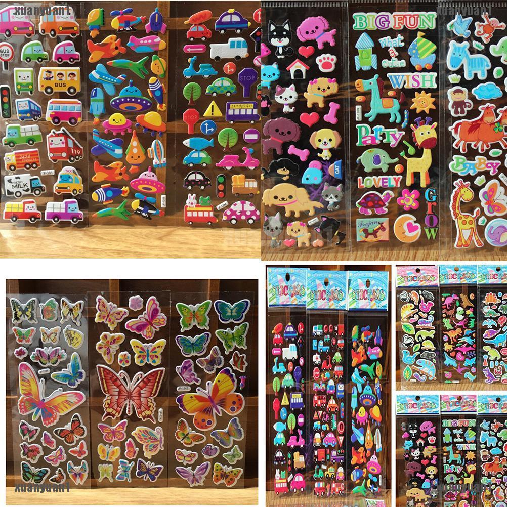 Bộ 10 Sticker Hoạt Hình 3D Xinh Xắn