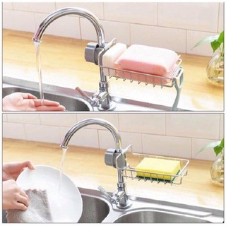 Giá để rẻ rửa bát, bàn chải, xà bông Treo Vòi Nước bồn rửa bát bằng inox