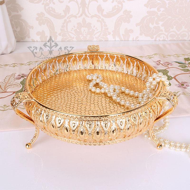 Khay Đựng Thức Ăn Bằng Sắt Mạ Vàng 20cm Phong Cách Vintage