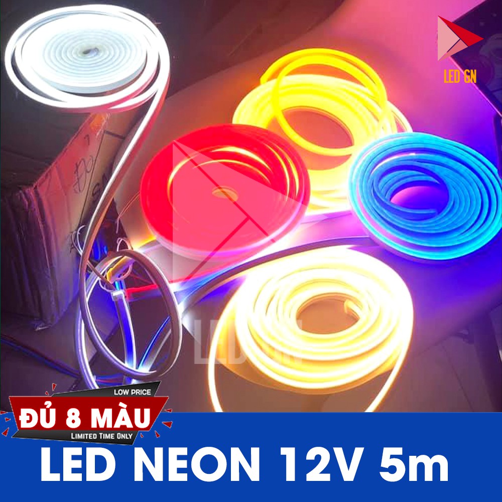 LED Dây Neon Dẻo 12V 5m - Đủ 8 Màu