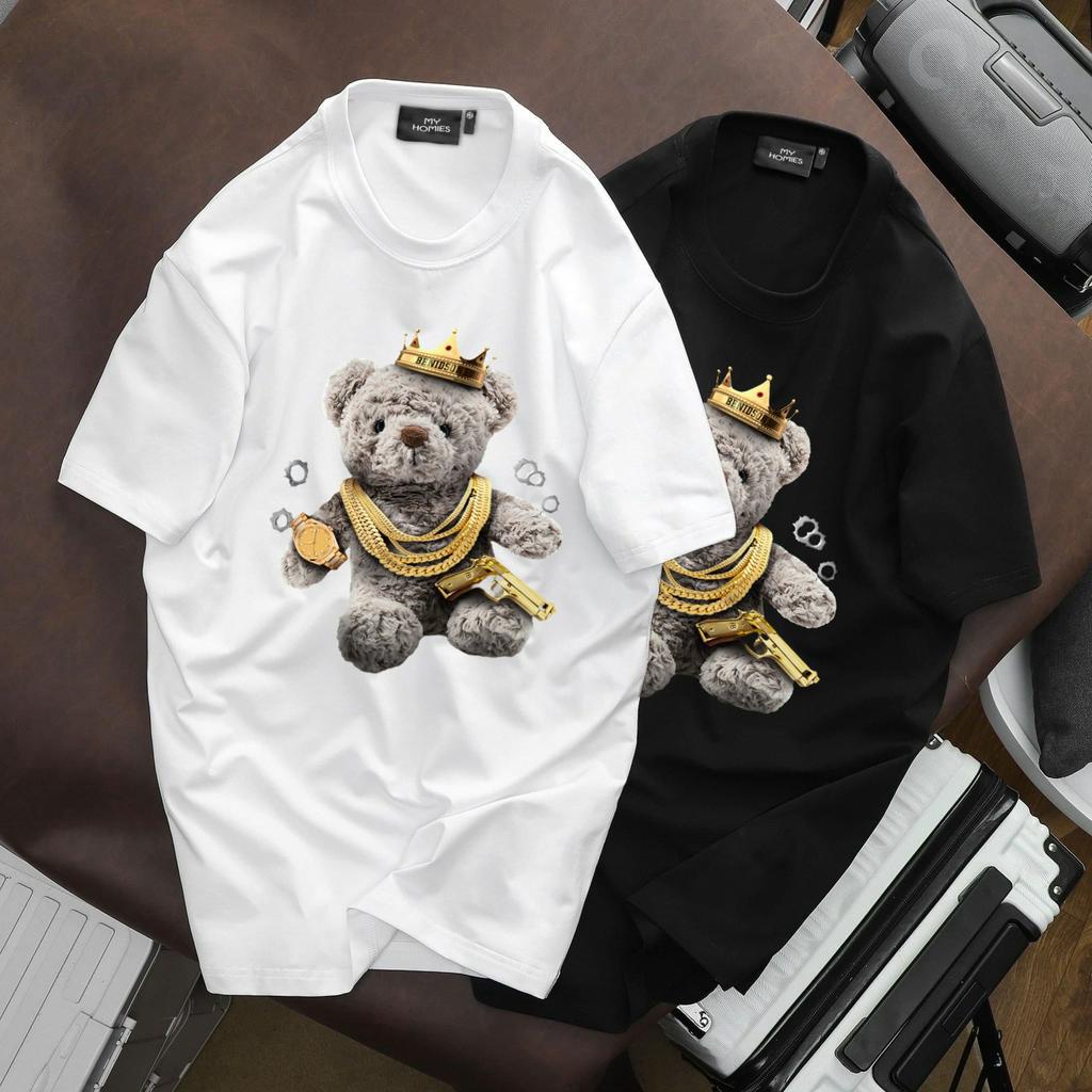 Áo thun Big Size nam 50-120kg cotton dày, mẫu The Bear King - MH Store