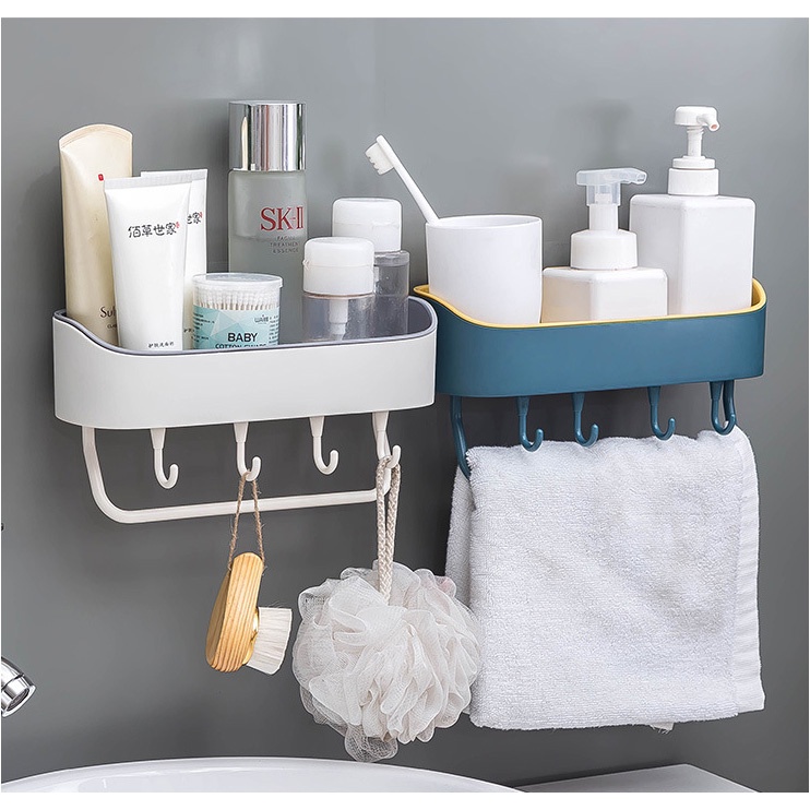 Kệ Nhà Tắm Dán Tường Thông Minh nhựa 2 lớp chắc chắn - Kệ để đồ nhà tắm, bếp