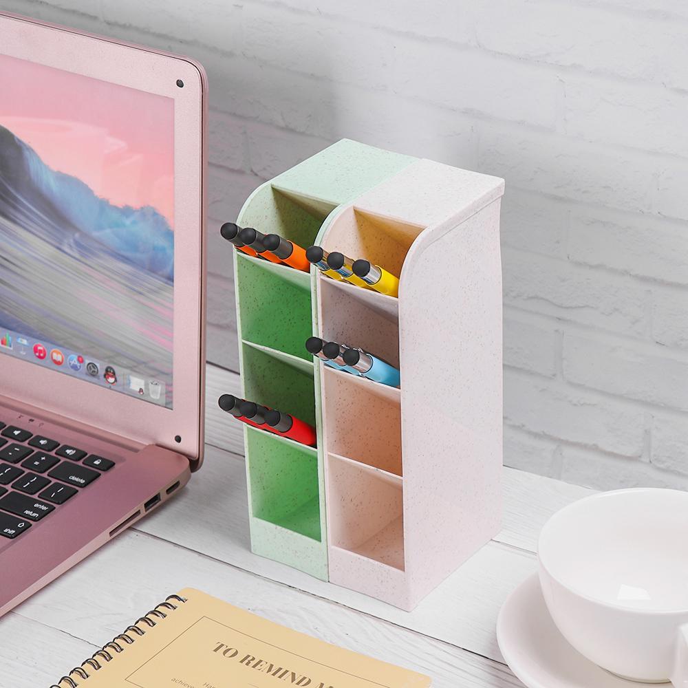 Thùng Đựng Bút Đa Năng Bằng Chất Liệu Rơm Lúa Mì Trong Suốt Màu Cầu Vồng