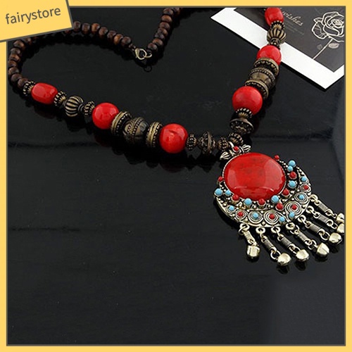 Dây Chuyền Mặt Hình Tròn Phối Tua Rua Phong Cách Bohomian Thời Trang Nữ Độc Đáo