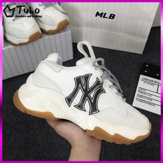 [FREE SHIP] Giày MLB NY Đen, Giày Sneaker NY Đế Nâu Da Bò Tăng Chiều Cao 4cm Full Size