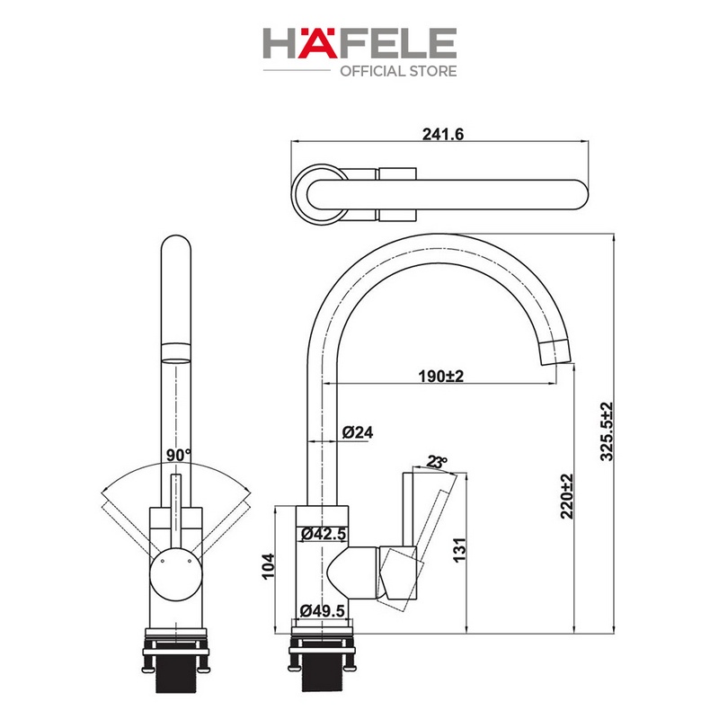 Vòi bếp Hafele HT21-CH1F220C 577.55.240