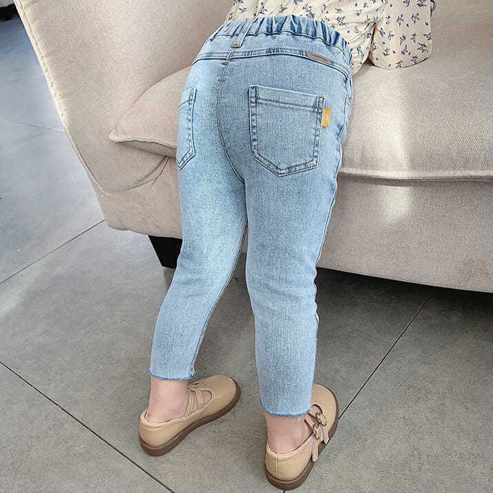 Quần jean dài phong cách Hàn Quốc thời trang xuân thu 2021 dành cho bé gái