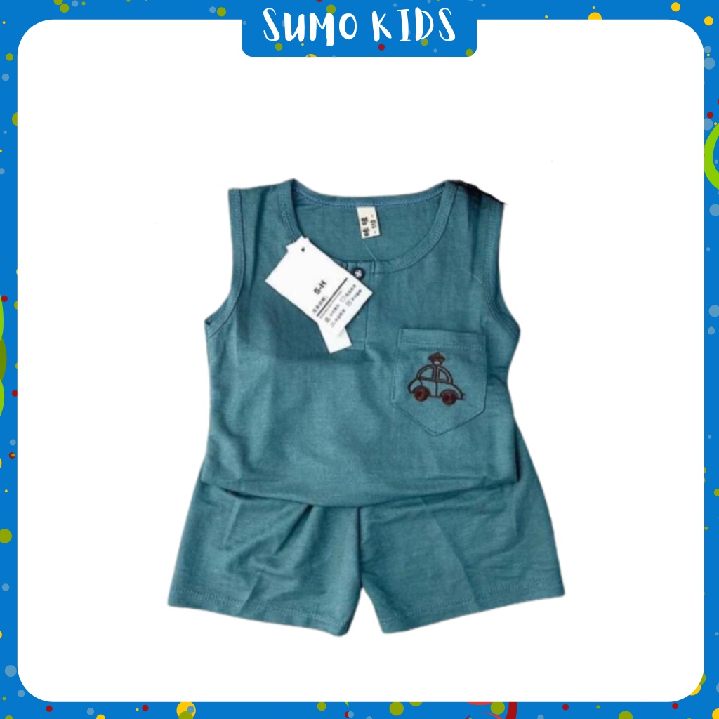 Bộ Ba Lỗ Sát Nách Túi In Ô Tô Cho Bé Trai Bé Gái Mặc Đều Xinh Chất Thun Lạnh Cao Cấp - SUMO KIDS