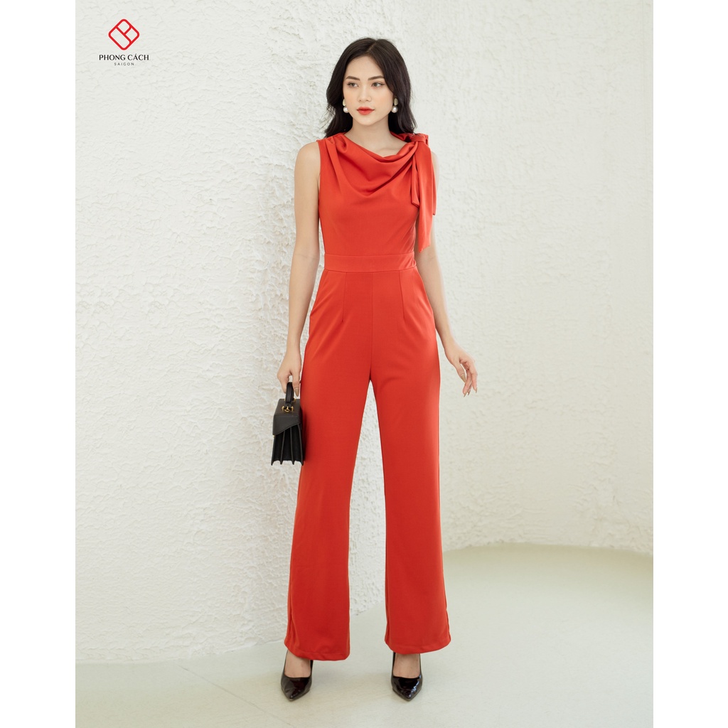 Jumpsuit dài cổ đỗ nơ vai SJ1156 - Phong Cách SAIGON
