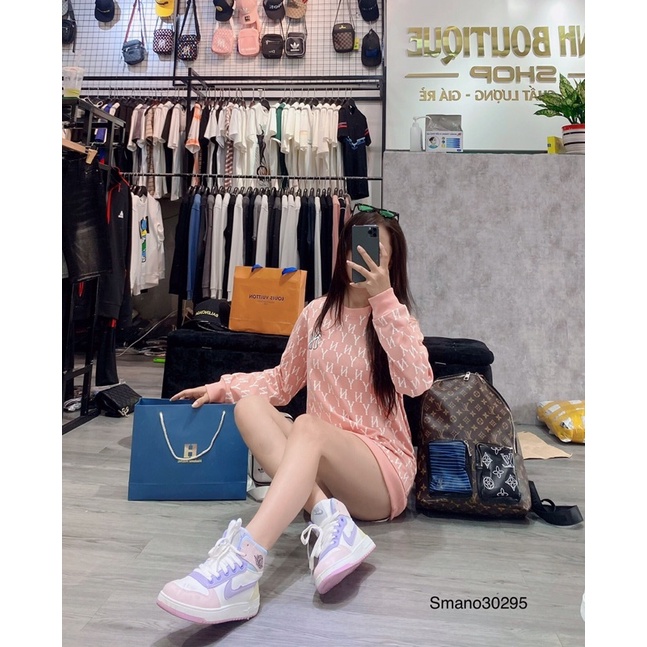 Áo nỉ thêu logo in vân dài tay, áo đôi nam nữ