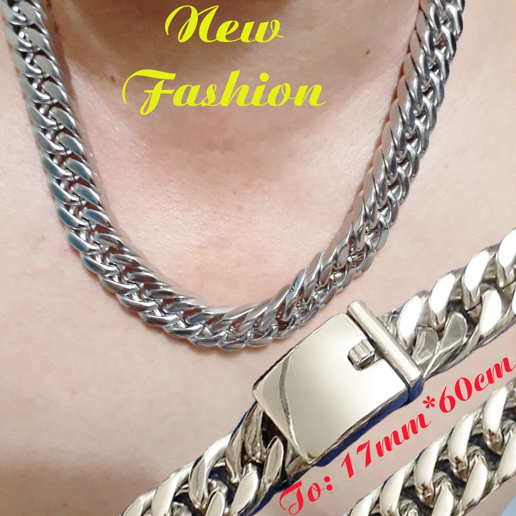 Dây chuyền nam inox cao cấp kiểu lặc đôi 17mm khóa bộ vip đẹp, không đen, cực ngầu - Thể hiện đẳng cấp phái mạnh