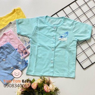 Áo sơ sinh cotton tay ngắn màu cài giữa Thái Hà Thịnh, quần áo trẻ em chất lượng