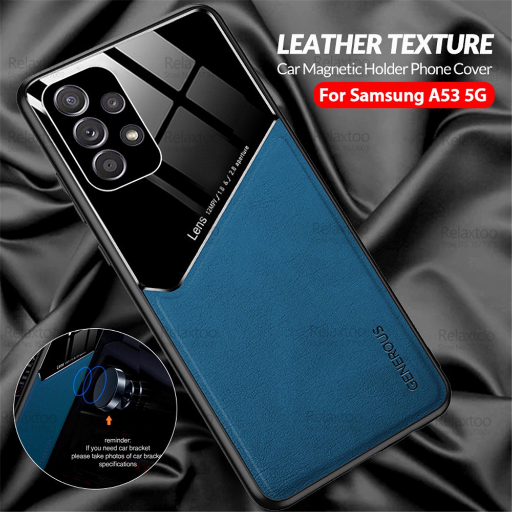 Ốp Điện Thoại Mặt Kính Phối Da Từ Tính Cho Samsung Galaxy A53 A73 A33 A13 A23 A03s A03 Core 4G 5G