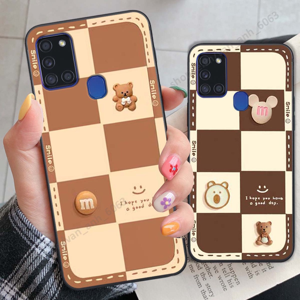 Ốp lưng Samsung A21s hình gấu, kẹo dễ thương cute