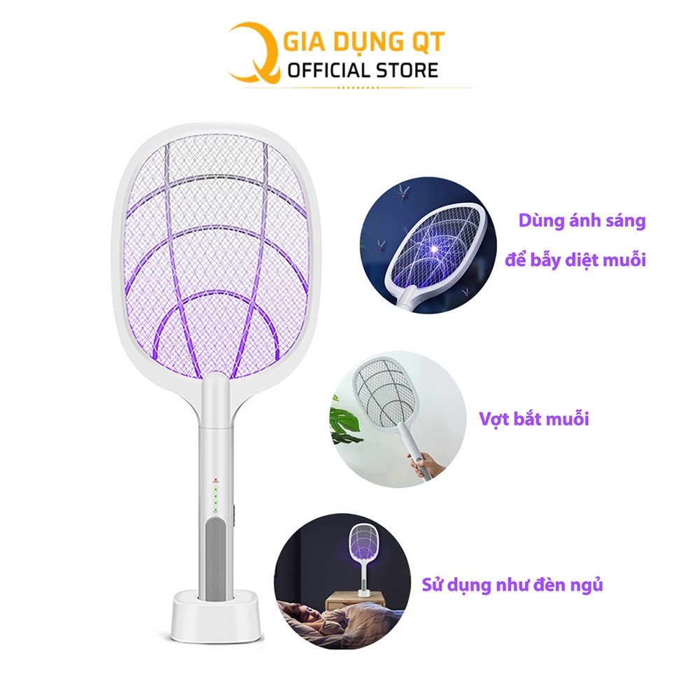 [Freeship] Vợt Muỗi Tự Động Kiêm Đèn Bắt Muỗi 2 In 1 Tự Động Sạc Tích Điện, Vợt Bắt Muỗi Thông Minh Cao Cấp Để Bàn