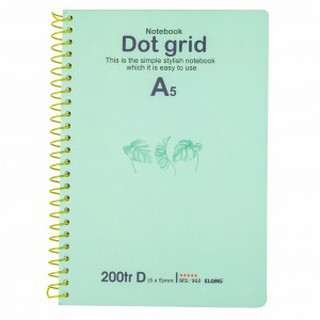 (Combo 5 cuốn) Sổ lò xo đơn KLONG A5 Dot Grid ruột chấm 70/76; MS: 968
